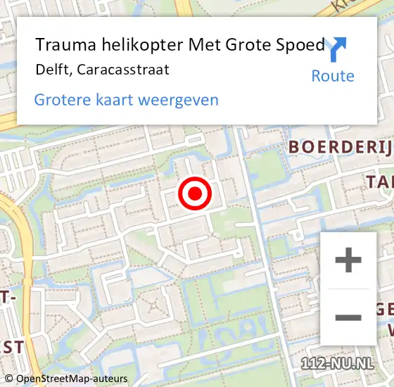 Locatie op kaart van de 112 melding: Trauma helikopter Met Grote Spoed Naar Delft, Caracasstraat op 6 oktober 2023 16:01