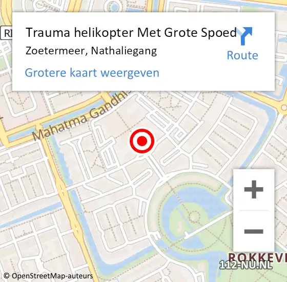 Locatie op kaart van de 112 melding: Trauma helikopter Met Grote Spoed Naar Zoetermeer, Nathaliegang op 6 oktober 2023 16:13