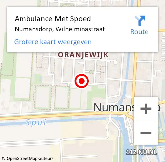 Locatie op kaart van de 112 melding: Ambulance Met Spoed Naar Numansdorp, Wilhelminastraat op 6 oktober 2023 16:17