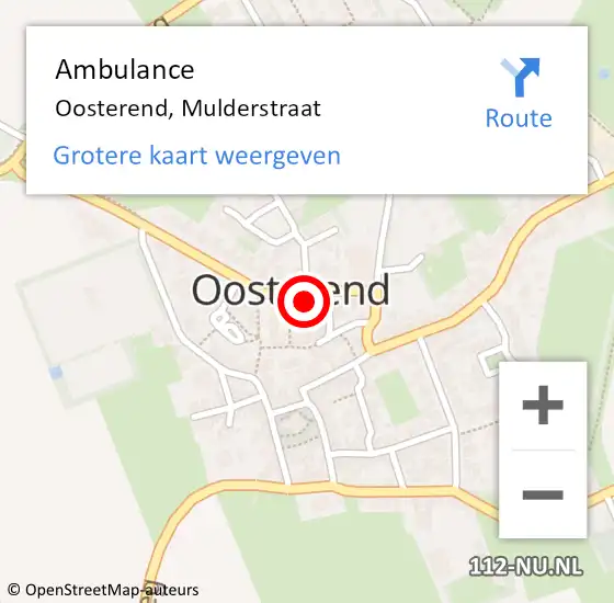 Locatie op kaart van de 112 melding: Ambulance Oosterend, Mulderstraat op 6 oktober 2023 16:29