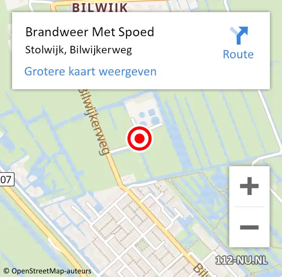 Locatie op kaart van de 112 melding: Brandweer Met Spoed Naar Stolwijk, Bilwijkerweg op 10 september 2014 17:33