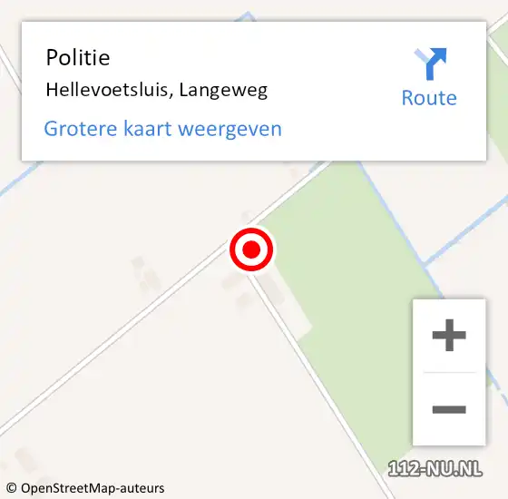 Locatie op kaart van de 112 melding: Politie Hellevoetsluis, Langeweg op 6 oktober 2023 16:38