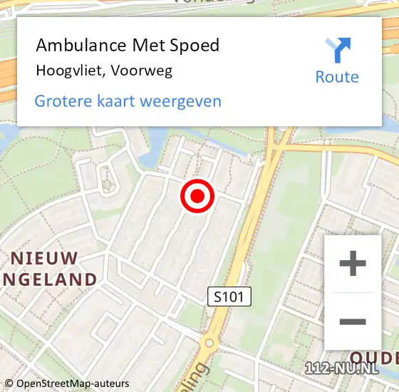 Locatie op kaart van de 112 melding: Ambulance Met Spoed Naar Hoogvliet, Voorweg op 6 oktober 2023 16:47