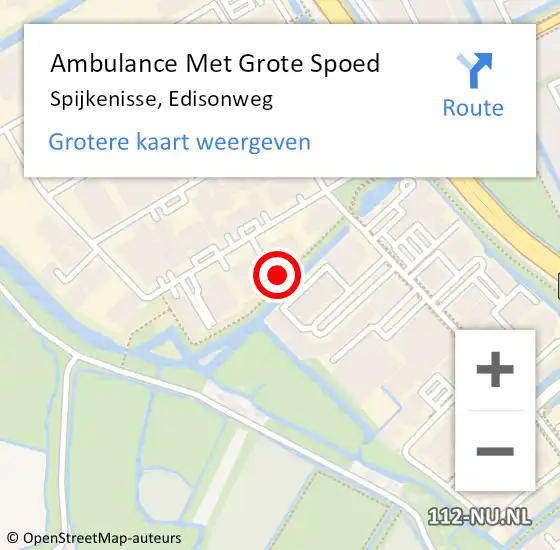 Locatie op kaart van de 112 melding: Ambulance Met Grote Spoed Naar Spijkenisse, Edisonweg op 6 oktober 2023 16:52