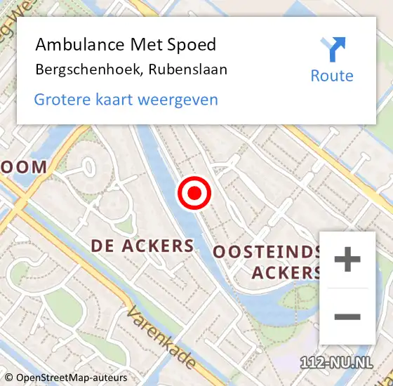 Locatie op kaart van de 112 melding: Ambulance Met Spoed Naar Bergschenhoek, Rubenslaan op 6 oktober 2023 17:19