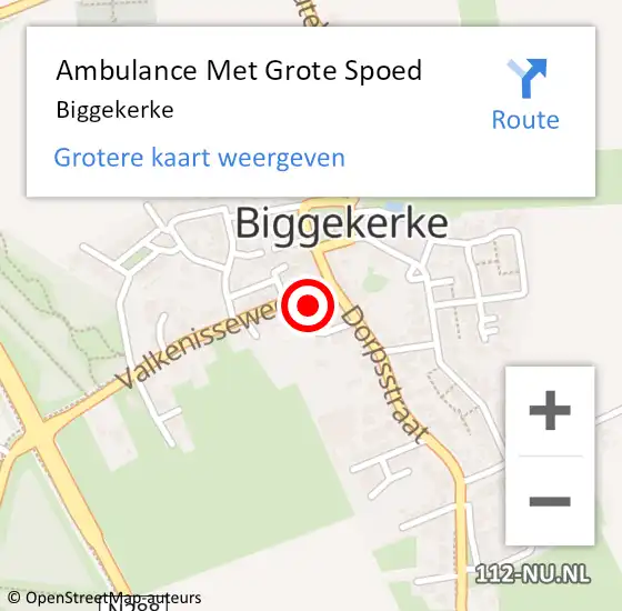 Locatie op kaart van de 112 melding: Ambulance Met Grote Spoed Naar Biggekerke op 6 oktober 2023 17:31