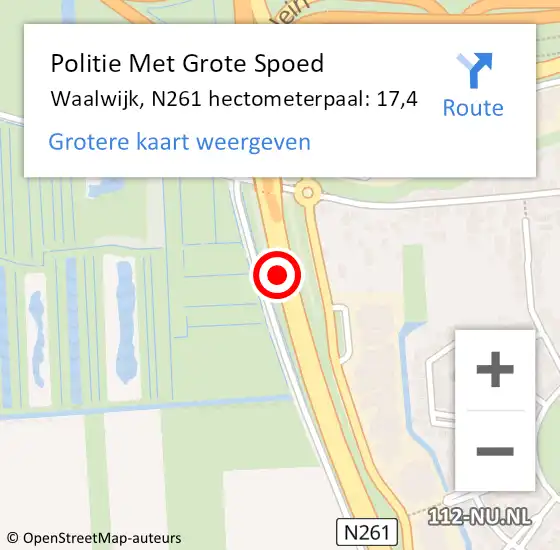 Locatie op kaart van de 112 melding: Politie Met Grote Spoed Naar Waalwijk, N261 hectometerpaal: 17,4 op 6 oktober 2023 17:41