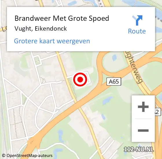 Locatie op kaart van de 112 melding: Brandweer Met Grote Spoed Naar Vught, Eikendonck op 6 oktober 2023 17:49