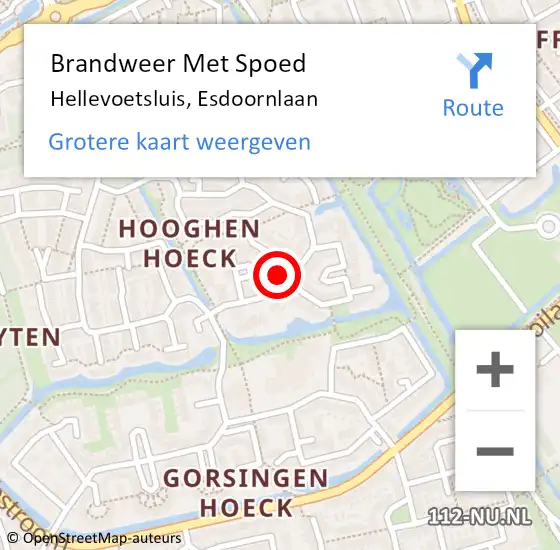 Locatie op kaart van de 112 melding: Brandweer Met Spoed Naar Hellevoetsluis, Esdoornlaan op 6 oktober 2023 17:55