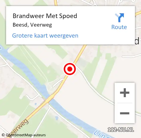 Locatie op kaart van de 112 melding: Brandweer Met Spoed Naar Beesd, Veerweg op 10 september 2014 17:45