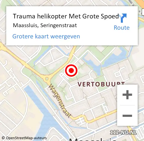 Locatie op kaart van de 112 melding: Trauma helikopter Met Grote Spoed Naar Maassluis, Seringenstraat op 6 oktober 2023 18:03
