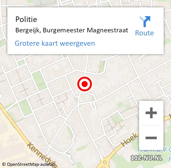 Locatie op kaart van de 112 melding: Politie Bergeijk, Burgemeester Magneestraat op 6 oktober 2023 18:13