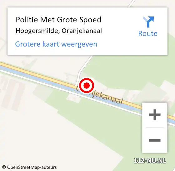 Locatie op kaart van de 112 melding: Politie Met Grote Spoed Naar Hoogersmilde, Oranjekanaal op 6 oktober 2023 18:39