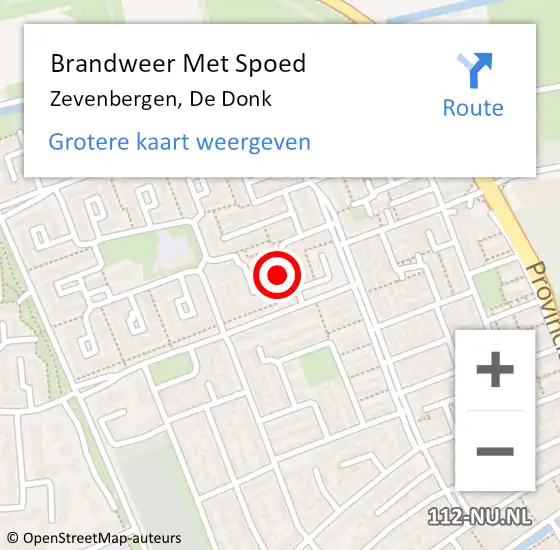 Locatie op kaart van de 112 melding: Brandweer Met Spoed Naar Zevenbergen, De Donk op 6 oktober 2023 19:08