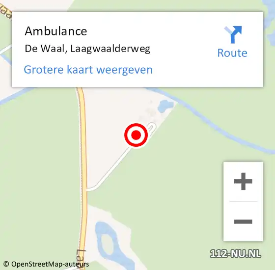 Locatie op kaart van de 112 melding: Ambulance De Waal, Laagwaalderweg op 6 oktober 2023 19:21