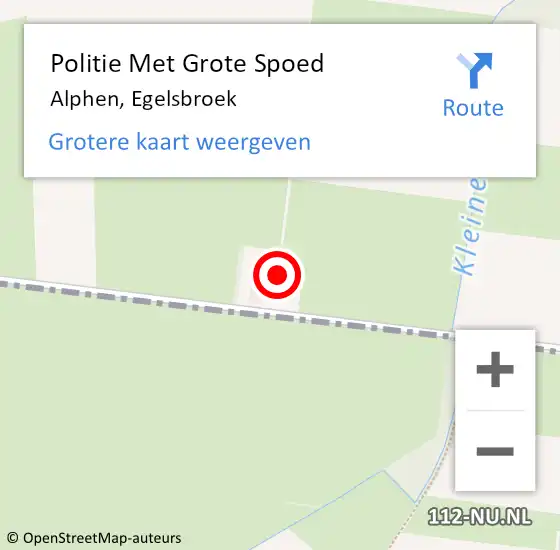 Locatie op kaart van de 112 melding: Politie Met Grote Spoed Naar Alphen, Egelsbroek op 6 oktober 2023 19:31