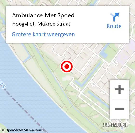 Locatie op kaart van de 112 melding: Ambulance Met Spoed Naar Hoogvliet, Makreelstraat op 6 oktober 2023 19:36