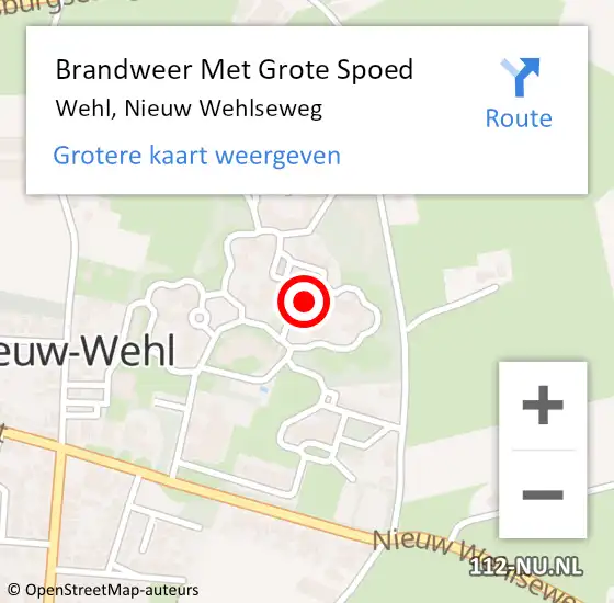 Locatie op kaart van de 112 melding: Brandweer Met Grote Spoed Naar Wehl, Nieuw Wehlseweg op 6 oktober 2023 19:54