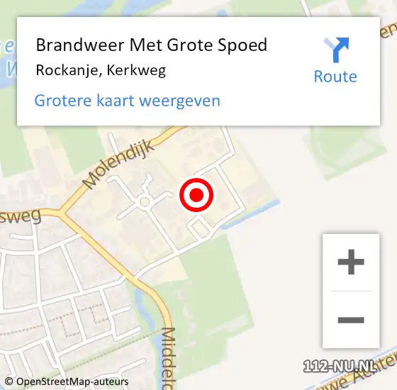 Locatie op kaart van de 112 melding: Brandweer Met Grote Spoed Naar Rockanje, Kerkweg op 6 oktober 2023 21:48