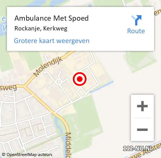 Locatie op kaart van de 112 melding: Ambulance Met Spoed Naar Rockanje, Kerkweg op 6 oktober 2023 21:48