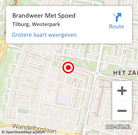 Locatie op kaart van de 112 melding: Brandweer Met Spoed Naar Tilburg, Westerpark op 6 oktober 2023 22:06