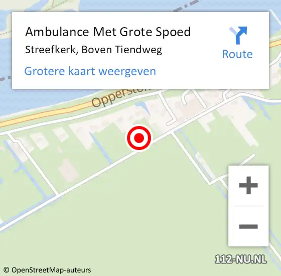 Locatie op kaart van de 112 melding: Ambulance Met Grote Spoed Naar Streefkerk, Boven Tiendweg op 6 oktober 2023 22:30