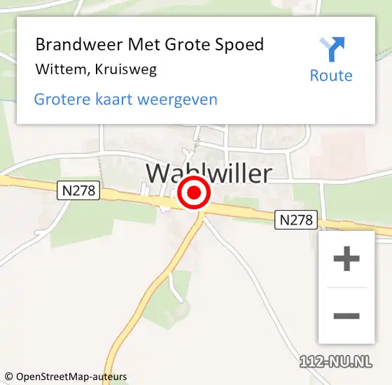 Locatie op kaart van de 112 melding: Brandweer Met Grote Spoed Naar Wittem, Kruisweg op 6 oktober 2023 22:34