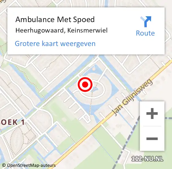 Locatie op kaart van de 112 melding: Ambulance Met Spoed Naar Heerhugowaard, Keinsmerwiel op 6 oktober 2023 22:42