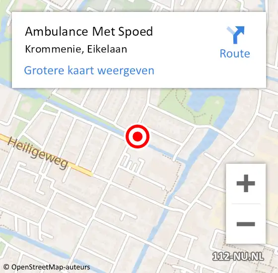 Locatie op kaart van de 112 melding: Ambulance Met Spoed Naar Krommenie, Eikelaan op 6 oktober 2023 22:43