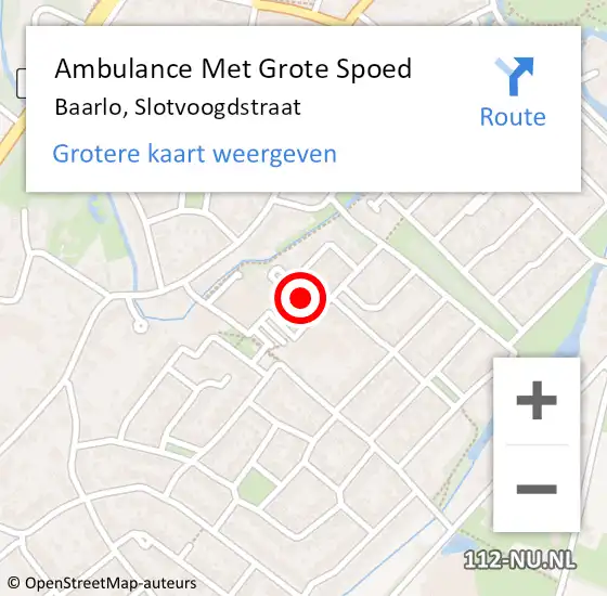Locatie op kaart van de 112 melding: Ambulance Met Grote Spoed Naar Baarlo, Slotvoogdstraat op 10 september 2014 18:21