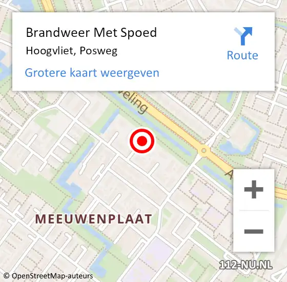 Locatie op kaart van de 112 melding: Brandweer Met Spoed Naar Hoogvliet, Posweg op 6 oktober 2023 23:16