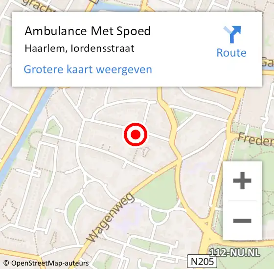 Locatie op kaart van de 112 melding: Ambulance Met Spoed Naar Haarlem, Iordensstraat op 6 oktober 2023 23:26
