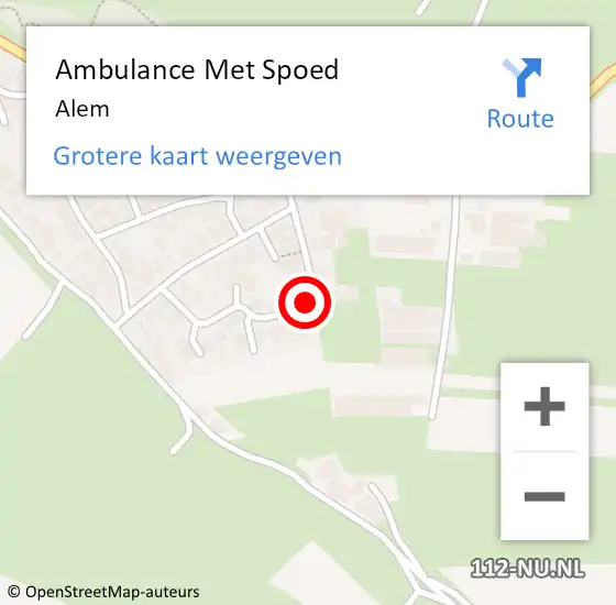Locatie op kaart van de 112 melding: Ambulance Met Spoed Naar Alem op 6 oktober 2023 23:32