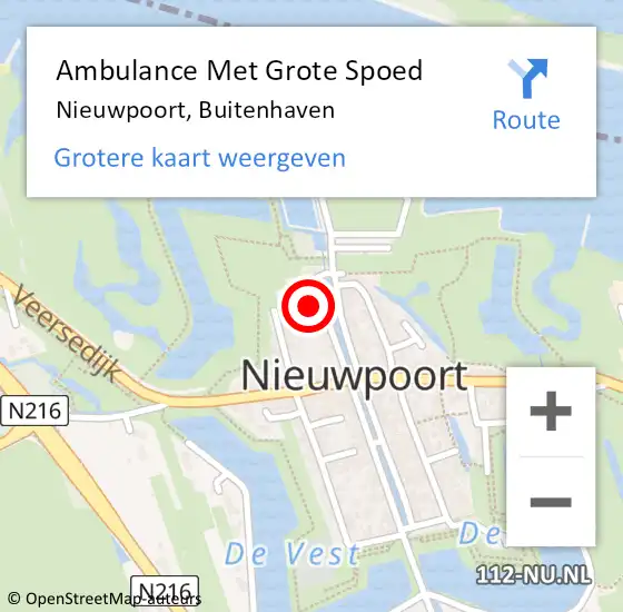 Locatie op kaart van de 112 melding: Ambulance Met Grote Spoed Naar Nieuwpoort, Buitenhaven op 7 oktober 2023 00:12