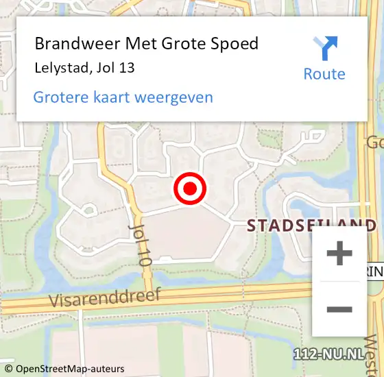 Locatie op kaart van de 112 melding: Brandweer Met Grote Spoed Naar Lelystad, Jol 13 op 7 oktober 2023 01:20