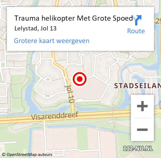 Locatie op kaart van de 112 melding: Trauma helikopter Met Grote Spoed Naar Lelystad, Jol 13 op 7 oktober 2023 01:25