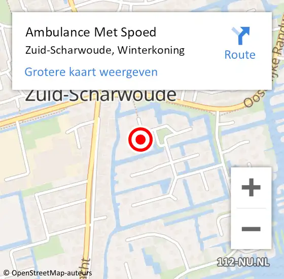 Locatie op kaart van de 112 melding: Ambulance Met Spoed Naar Zuid-Scharwoude, Winterkoning op 7 oktober 2023 02:11