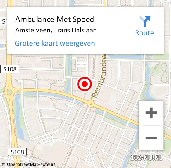 Locatie op kaart van de 112 melding: Ambulance Met Spoed Naar Amstelveen, Frans Halslaan op 7 oktober 2023 02:27