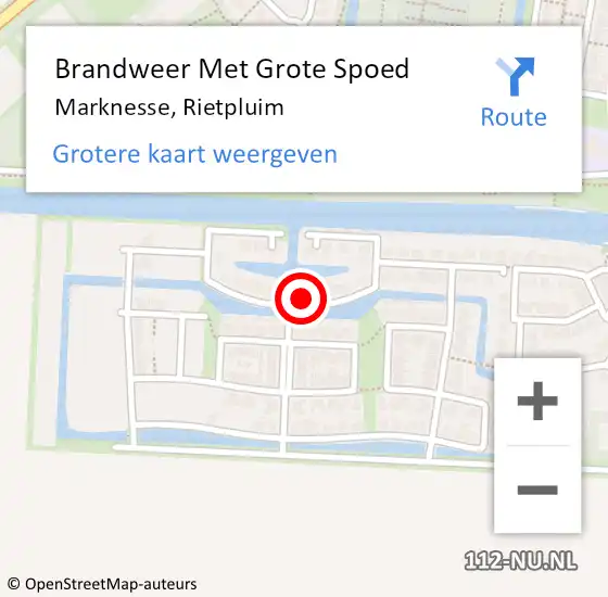 Locatie op kaart van de 112 melding: Brandweer Met Grote Spoed Naar Marknesse, Rietpluim op 7 oktober 2023 03:05