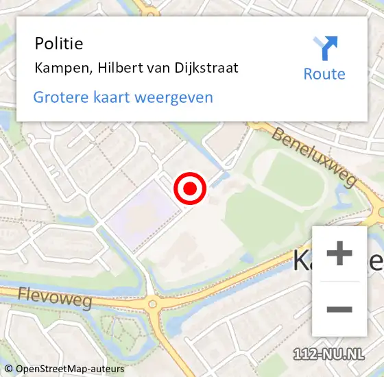 Locatie op kaart van de 112 melding: Politie Kampen, Hilbert van Dijkstraat op 7 oktober 2023 03:14