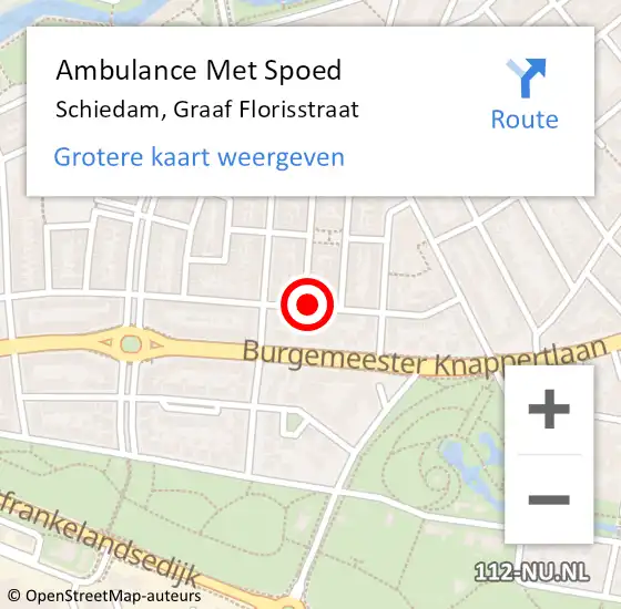 Locatie op kaart van de 112 melding: Ambulance Met Spoed Naar Schiedam, Graaf Florisstraat op 7 oktober 2023 05:32