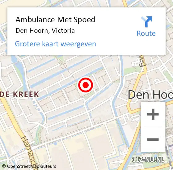 Locatie op kaart van de 112 melding: Ambulance Met Spoed Naar Den Hoorn, Victoria op 7 oktober 2023 05:33