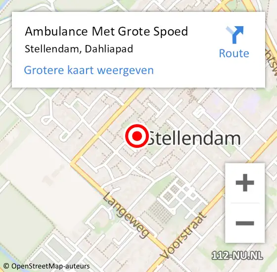 Locatie op kaart van de 112 melding: Ambulance Met Grote Spoed Naar Stellendam, Dahliapad op 7 oktober 2023 07:38