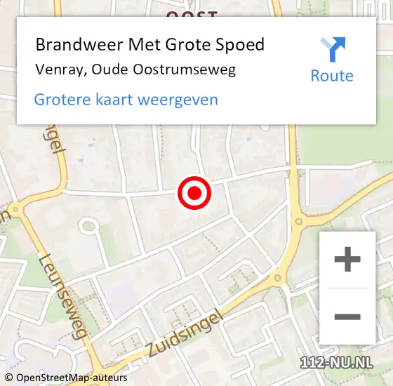 Locatie op kaart van de 112 melding: Brandweer Met Grote Spoed Naar Venray, Oude Oostrumseweg op 7 oktober 2023 07:45