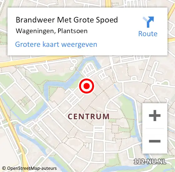 Locatie op kaart van de 112 melding: Brandweer Met Grote Spoed Naar Wageningen, Plantsoen op 7 oktober 2023 08:37