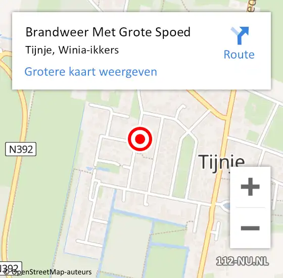 Locatie op kaart van de 112 melding: Brandweer Met Grote Spoed Naar Tijnje, Winia-ikkers op 7 oktober 2023 09:17