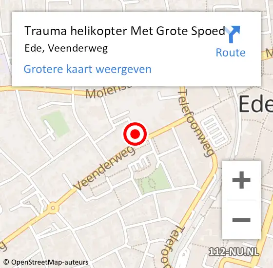 Locatie op kaart van de 112 melding: Trauma helikopter Met Grote Spoed Naar Ede, Veenderweg op 7 oktober 2023 09:35