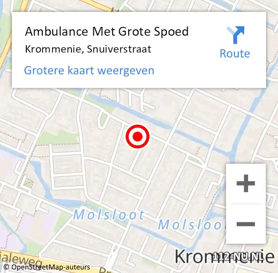 Locatie op kaart van de 112 melding: Ambulance Met Grote Spoed Naar Krommenie, Snuiverstraat op 7 oktober 2023 09:56