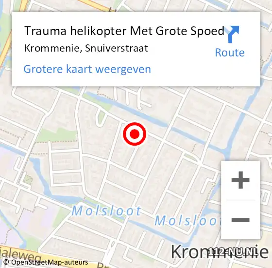 Locatie op kaart van de 112 melding: Trauma helikopter Met Grote Spoed Naar Krommenie, Snuiverstraat op 7 oktober 2023 09:56