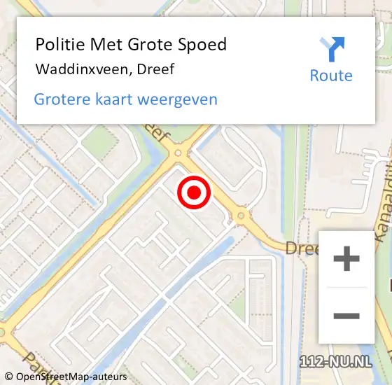 Locatie op kaart van de 112 melding: Politie Met Grote Spoed Naar Waddinxveen, Dreef op 7 oktober 2023 10:08